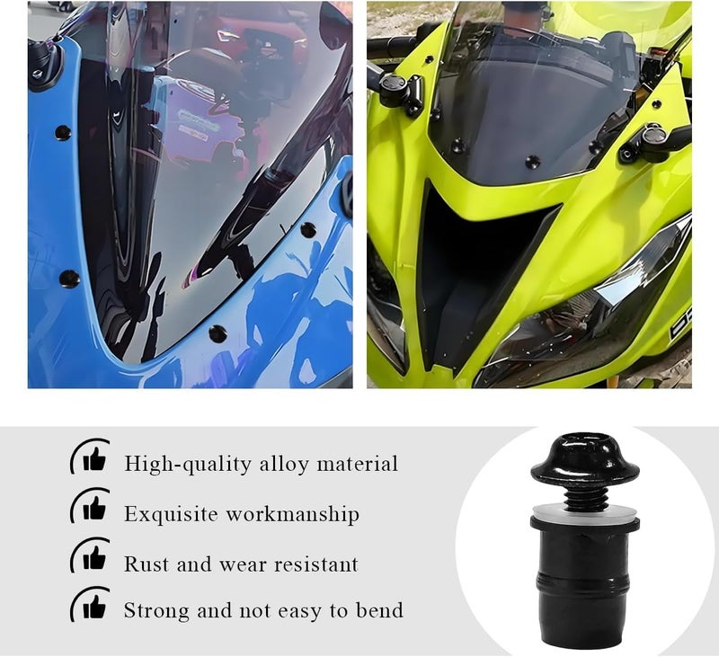 MUQIDA 10 PCS Motorcycle Windshield Bolts Screws Kit, Aluminum Alloy Motorbike Windscreen Body Fasteners, Universal Windshield Mounting Bolts with Wrench for Motorcycle Fairings (Black) - Image 5